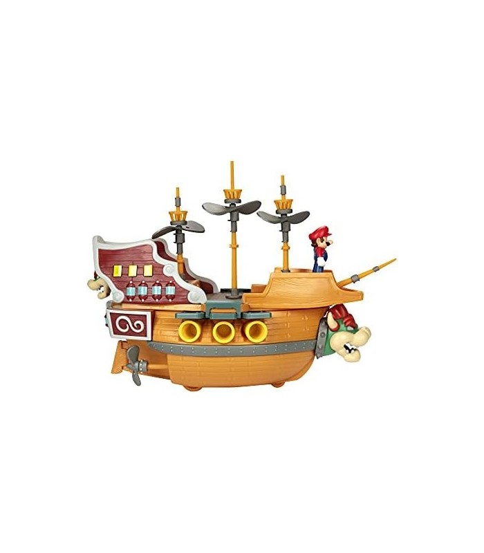 Playset Super Mario Deluxe Bowsers Air Ship com Mario Action - Sons autênticos do jogo e hélices giratórias