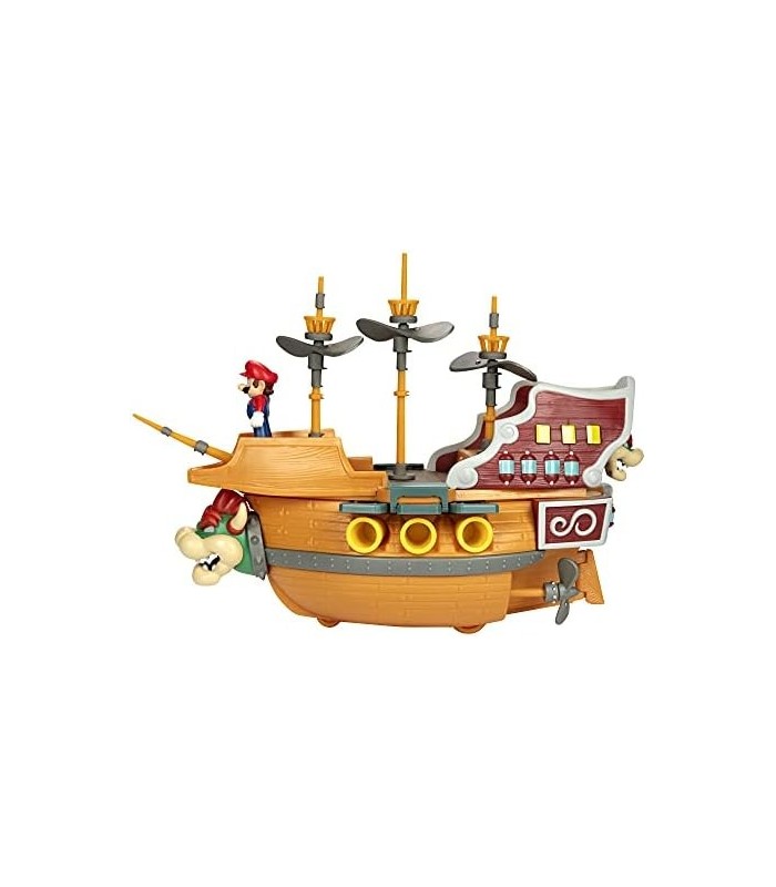 Playset Super Mario Deluxe Bowsers Air Ship com Mario Action - Sons autênticos do jogo e hélices giratórias