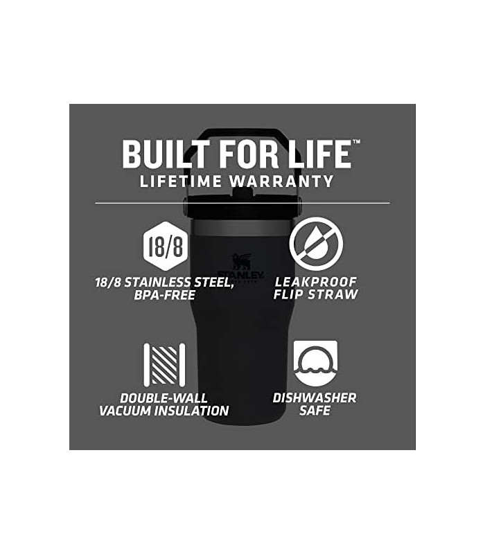 Copo de aço inoxidável Stanley IceFlow com canudo - Garrafa de água isolada a vácuo para casa, escritório ou carro - Copo reutil