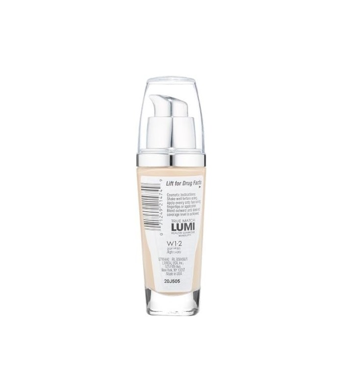 LOreal Paris True Match Lumi Healthy Luminous Makeup, W1-2 Porcelain Ivory, 1 fl oz.