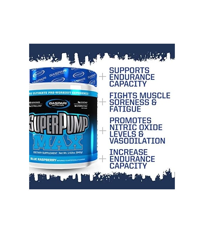 Gaspari Nutrition SuperPump MAX, o melhor pó pré-treino, pré-treino de energia sustentada, reforço de óxido nítrico, crescimento