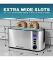 Elite Gourmet ECT4400B Torradeira de 4 fatias com slot longo, cronômetro de contagem regressiva, função de bagel, 6 configuraçõe