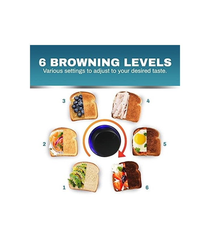 Elite Gourmet ECT4400B Torradeira de 4 fatias com slot longo, cronômetro de contagem regressiva, função de bagel, 6 configuraçõe