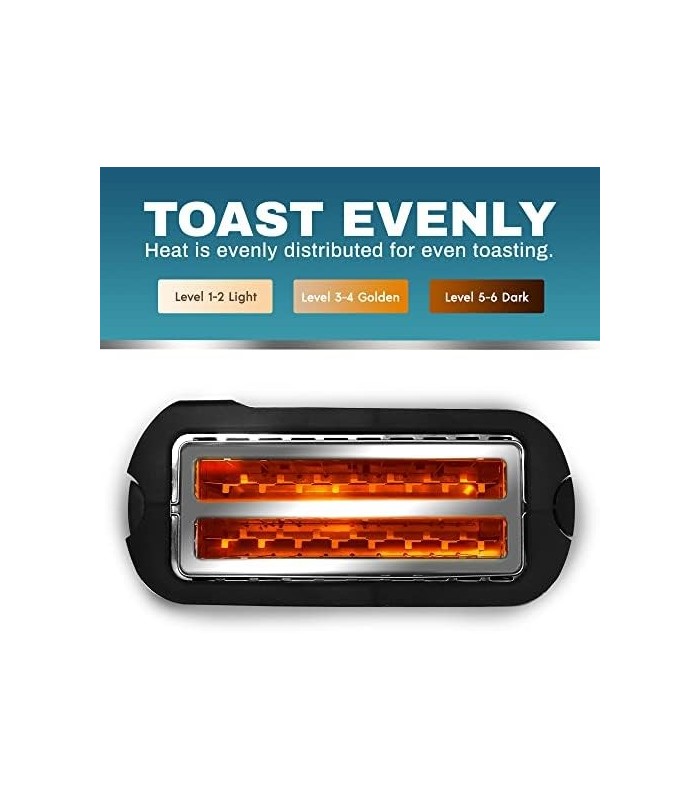 Elite Gourmet ECT4400B Torradeira de 4 fatias com slot longo, cronômetro de contagem regressiva, função de bagel, 6 configuraçõe