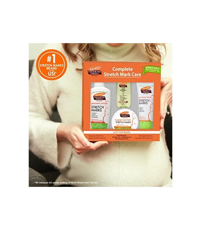 Kit completo de cuidados com a pele para estrias e gravidez com fórmula de manteiga de cacau Palmers