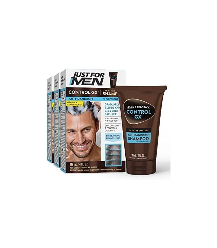 Just For Men Control GX Grey Reducing Anti-Dandruff Shampoo, Coloração gradual do cabelo, Controla a caspa com tratamento de zin