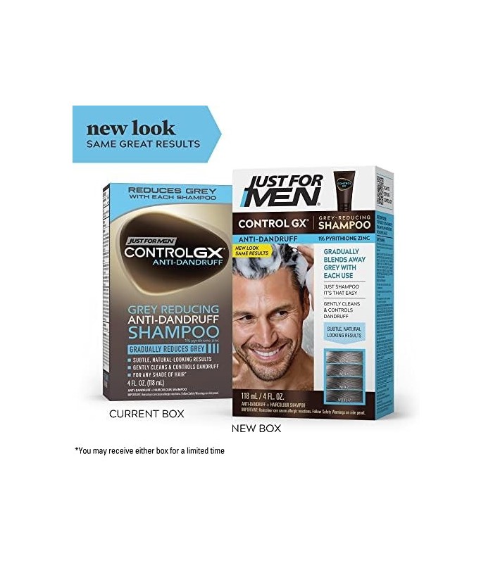Just For Men Control GX Grey Reducing Anti-Dandruff Shampoo, Coloração gradual do cabelo, Controla a caspa com tratamento de zin