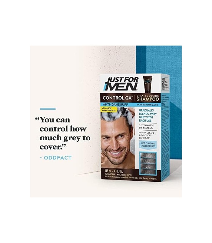 Just For Men Control GX Grey Reducing Anti-Dandruff Shampoo, Coloração gradual do cabelo, Controla a caspa com tratamento de zin
