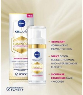 NIVEA Cellular Luminous630 Sérum Intensivo para Manchas (30 ml), Sérum para uma tez uniforme e radiante, cuidado do rosto contra