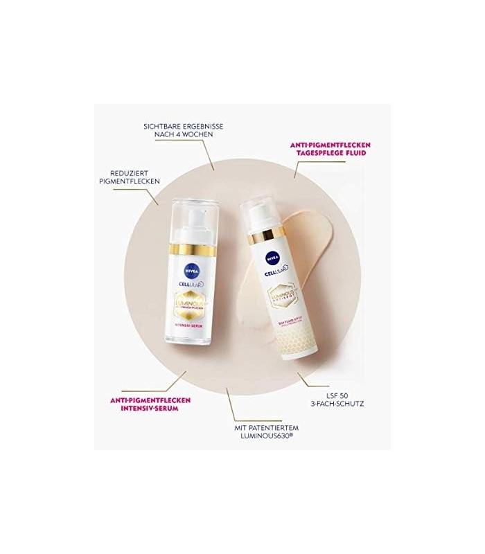 NIVEA Cellular Luminous630 Sérum Intensivo para Manchas (30 ml), Sérum para uma tez uniforme e radiante, cuidado do rosto contra
