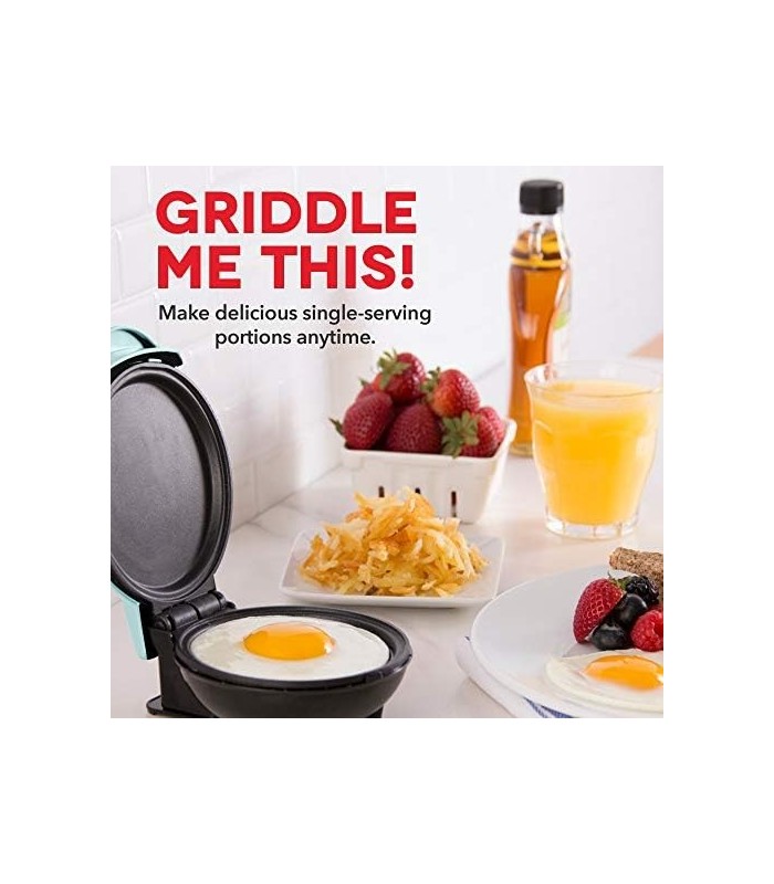 DASH Mini Maker Grelha redonda elétrica para panquecas individuais, biscoitos, ovos e outros em movimento Café da manhã, almoço