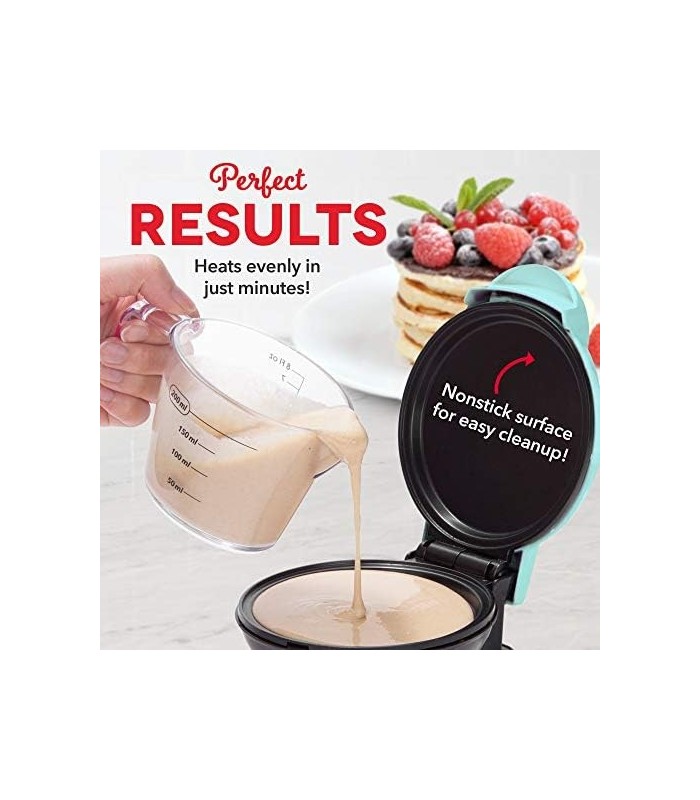 DASH Mini Maker Grelha redonda elétrica para panquecas individuais, biscoitos, ovos e outros em movimento Café da manhã, almoço