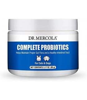 Dr. Mercola Complete Probiotics Powder Supplement para cães e gatos, 3,17 onças (90g), suporta função imunológica, suporte, não