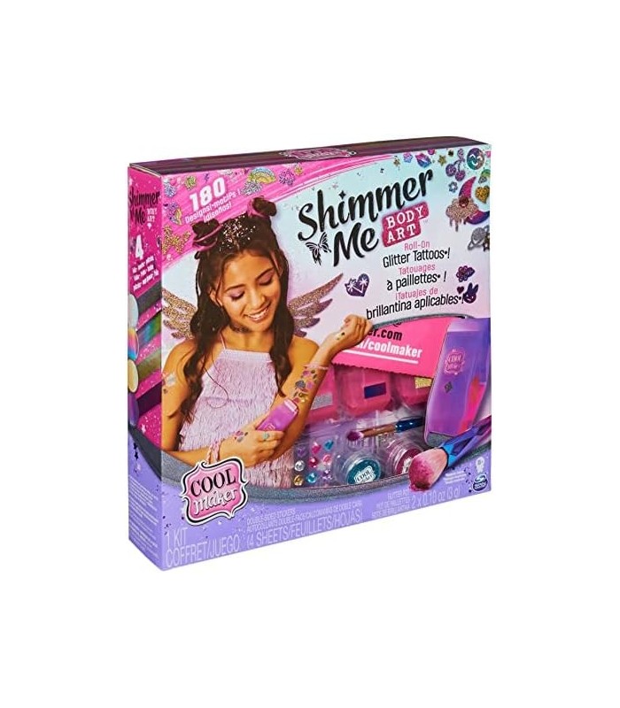 Cool Maker, Shimmer Me Body Art com rolo, 4 folhas metálicas e 180 tatuagens temporárias para crianças a partir de 8 anos