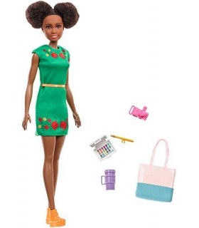 Boneca Barbie Viagem Nikki Orelha Gatinha Cabelo Moreno com 5 Acessórios