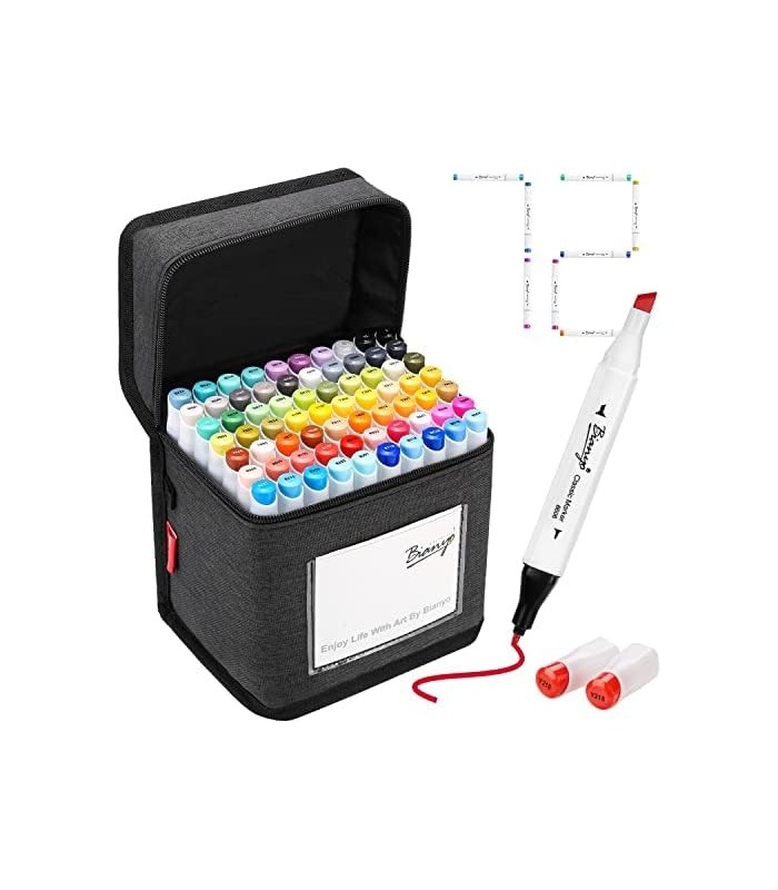 Conjunto de marcadores de álcool da série clássica Bianyo, pacote com 72, conjunto de marcadores de arte de bala e cinzel de pon