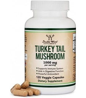 Suplemento de cogumelo de cauda de peru (120 cápsulas - suprimento de 2 meses) (Coriolus Versicolor) Suporte abrangente ao siste
