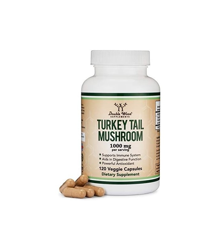 Suplemento de cogumelo de cauda de peru (120 cápsulas - suprimento de 2 meses) (Coriolus Versicolor) Suporte abrangente ao siste