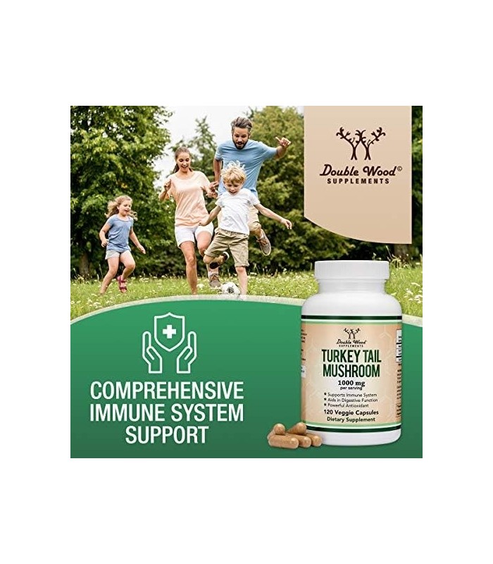 Suplemento de cogumelo de cauda de peru (120 cápsulas - suprimento de 2 meses) (Coriolus Versicolor) Suporte abrangente ao siste