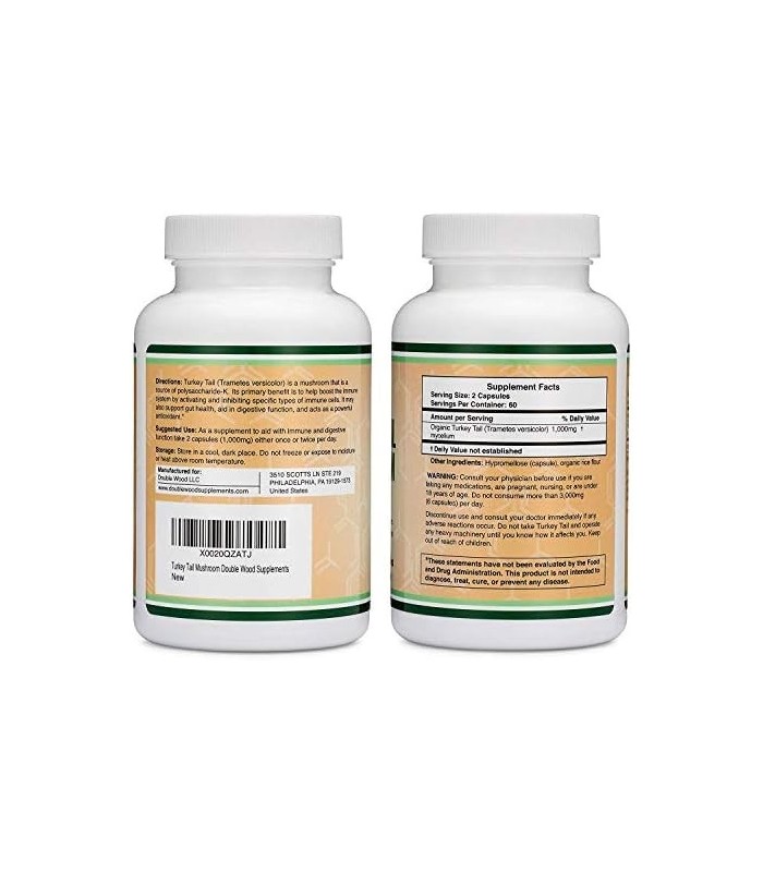 Suplemento de cogumelo de cauda de peru (120 cápsulas - suprimento de 2 meses) (Coriolus Versicolor) Suporte abrangente ao siste