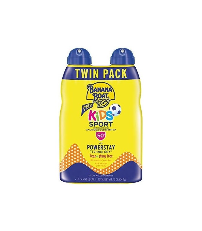 Banana Boat Kids Sport Sunscreen Spray, Sting-Free, Tear-Free, Reef Friendly, Broad Spectrum, SPF 50, 6 oz. - Pacote duplo
