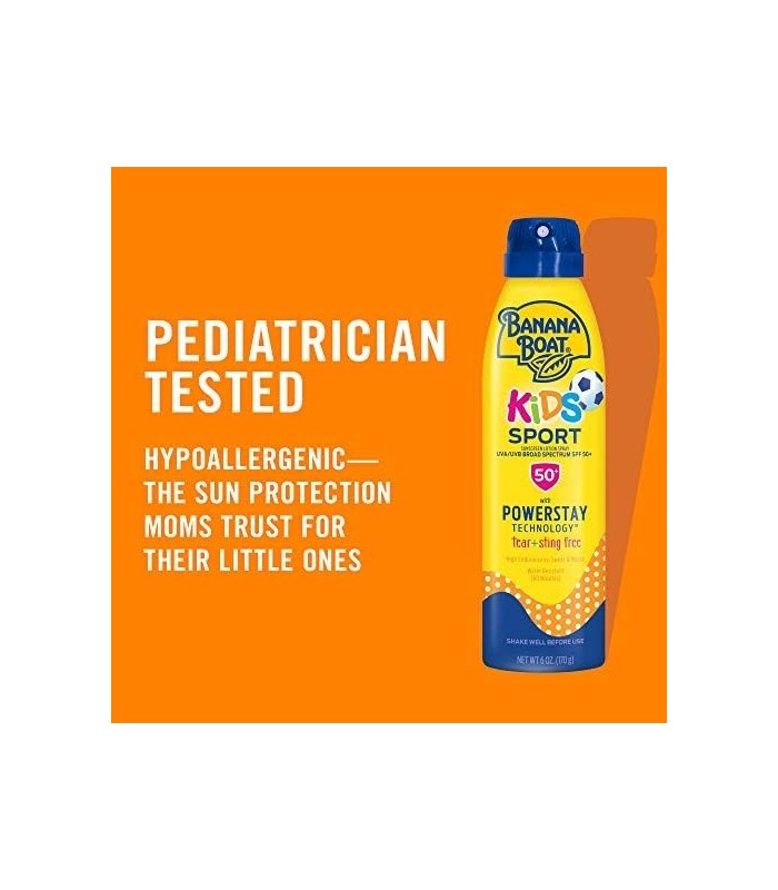 Banana Boat Kids Sport Sunscreen Spray, Sting-Free, Tear-Free, Reef Friendly, Broad Spectrum, SPF 50, 6 oz. - Pacote duplo