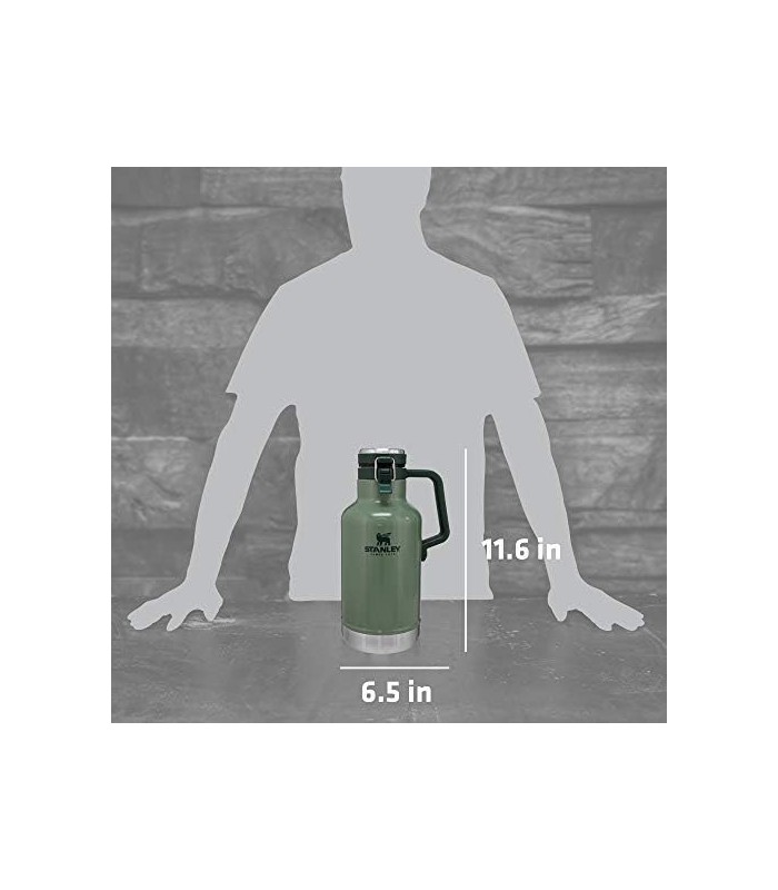 Growler a vácuo Stanley Classic, capacidade de 64 onças, aço inoxidável, verde Hammertone (10-01941-063)