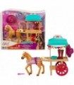 Mattel Spirit Untamed Miradero Riding Gear Carrinho com rodas giratórias, canopy, pônei de 5 polegadas e acessórios relacionados