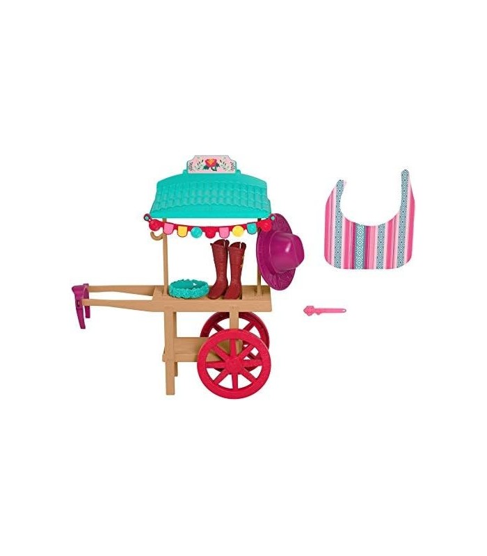 Mattel Spirit Untamed Miradero Riding Gear Carrinho com rodas giratórias, canopy, pônei de 5 polegadas e acessórios relacionados