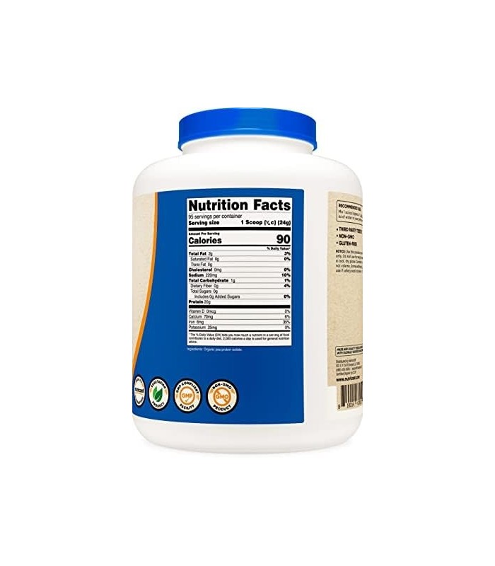 Pó Isolado de Proteína de Ervilha Orgânica Nutricost (5LBS) - Sem sabor, Orgânico Certificado pelo USDA, Proteína de Plantas, Ad