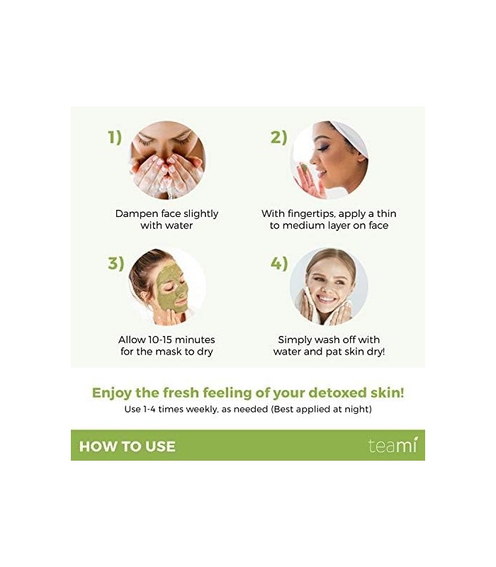 Teami Detox Face Masks Skincare Facial Skin Care Products: Green Tea Detox Mask Limpeza Profunda Minimizador de Poros e Removedo