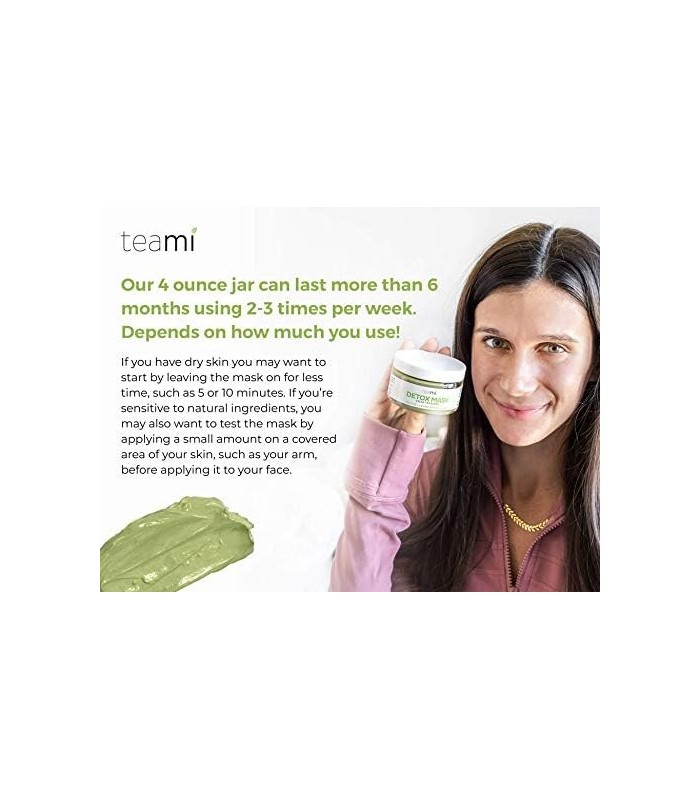 Teami Detox Face Masks Skincare Facial Skin Care Products: Green Tea Detox Mask Limpeza Profunda Minimizador de Poros e Removedo