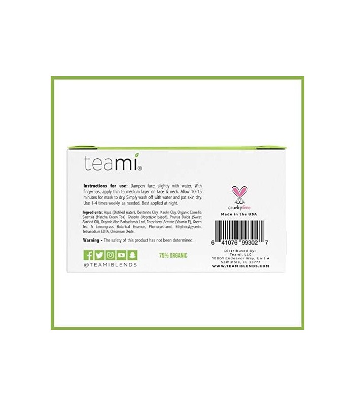 Teami Detox Face Masks Skincare Facial Skin Care Products: Green Tea Detox Mask Limpeza Profunda Minimizador de Poros e Removedo