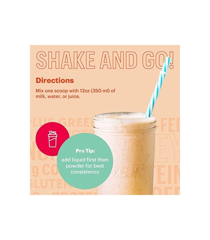 Natreve Whey Protein Powder - 28g Proteína Whey Alimentada com Grama com Aminoácidos, Probióticos e Colágeno - Parfait de Mantei