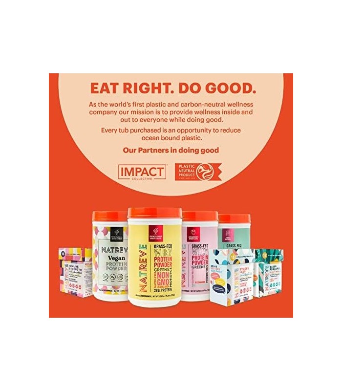 Natreve Whey Protein Powder - 28g Proteína Whey Alimentada com Grama com Aminoácidos, Probióticos e Colágeno - Parfait de Mantei
