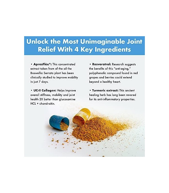 Suplemento de suporte avançado para articulações Instaflex - açafrão, resveratrol, extrato de Boswellia Serrata, BioPerine, colá