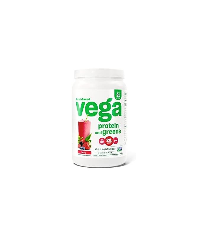 Vega Protein and Greens Vegan Protein Powder Berry (21 porções) - 20g de proteína à base de plantas e vegetais, vegan, não trans