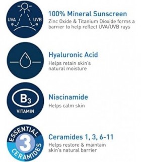 CeraVe Protetor Solar 100% Mineral FPS 50 | Protetor Solar Facial com Óxido de Zinco e Dióxido de Titânio para Peles Sensíveis |