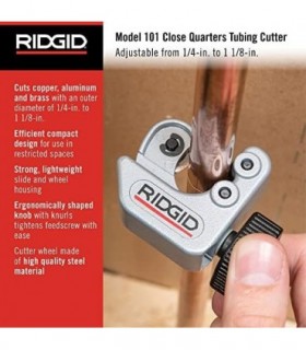 RIDGID 40617 Modelo 101 Cortador de Tubulação Fechado com Capacidade de Corte, Prata