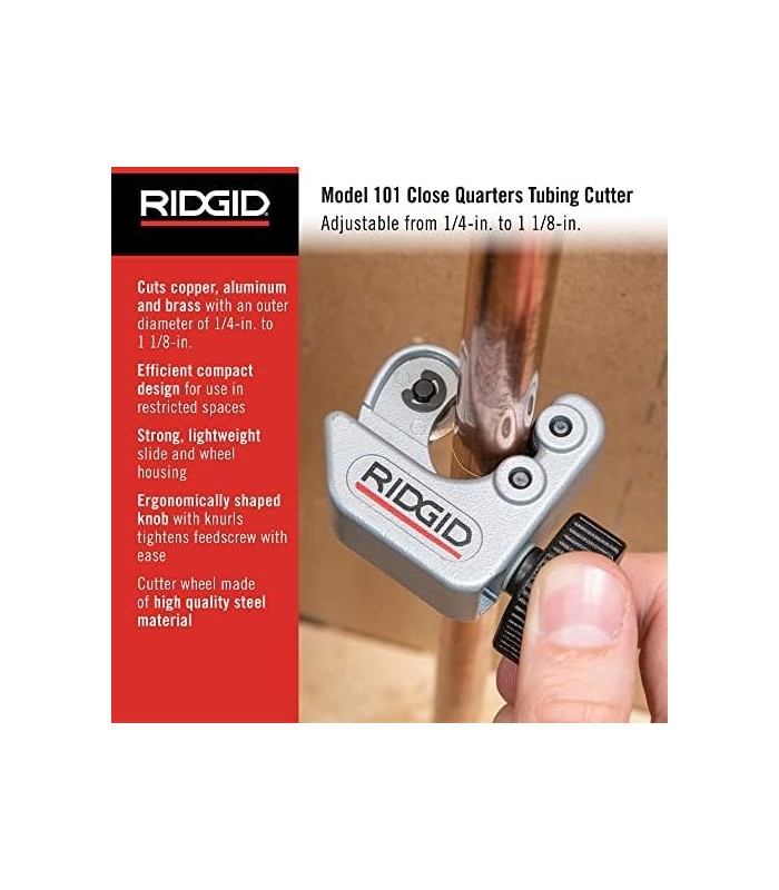 RIDGID 40617 Modelo 101 Cortador de Tubulação Fechado com Capacidade de Corte, Prata