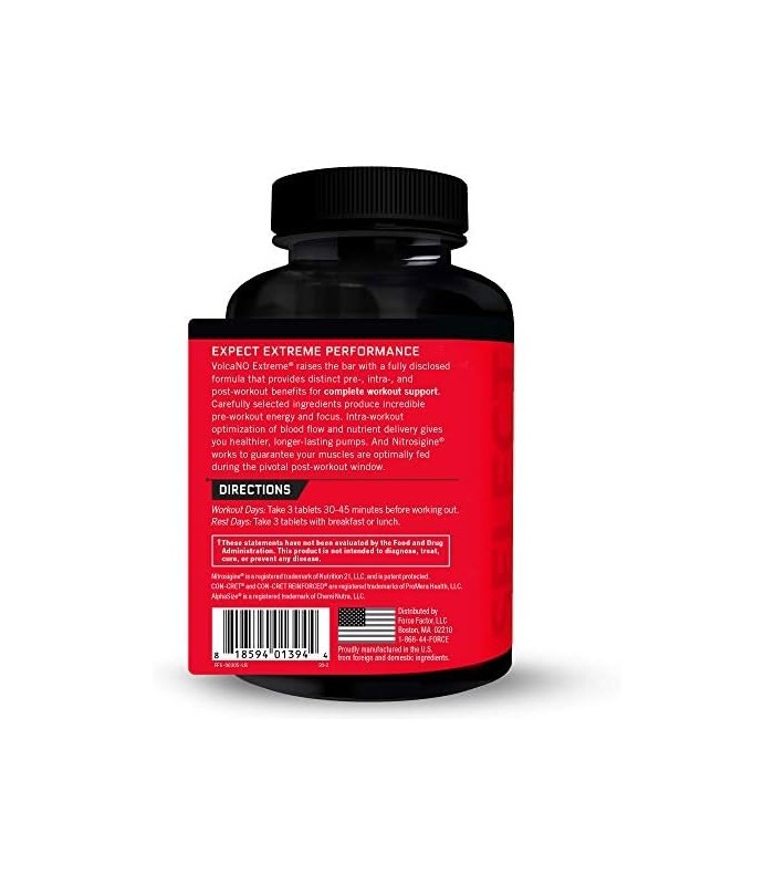 VolcaNO Extreme Pre Workout Nitric Oxide Booster Supplement for Men com Creatina, L-Citrulina e Huperzine A for BetterBombas mus