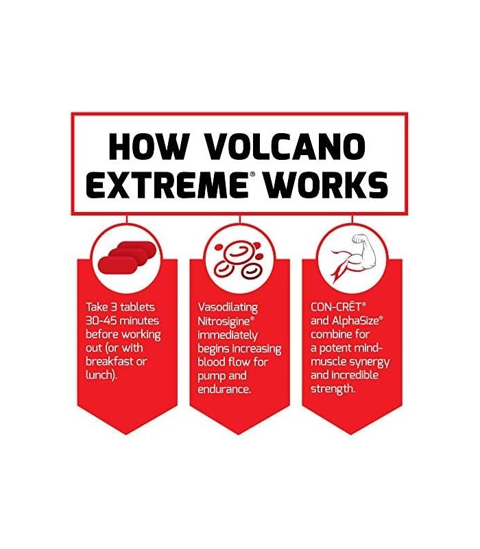 VolcaNO Extreme Pre Workout Nitric Oxide Booster Supplement for Men com Creatina, L-Citrulina e Huperzine A for BetterBombas mus