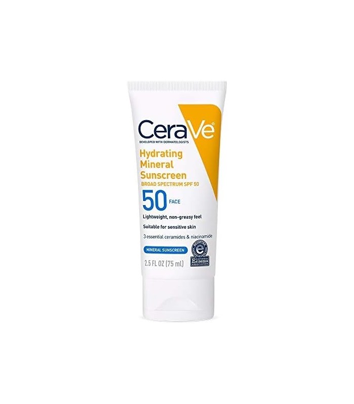 CeraVe Protetor Solar 100% Mineral FPS 50 | Protetor Solar Facial com Óxido de Zinco e Dióxido de Titânio para Peles Sensíveis |