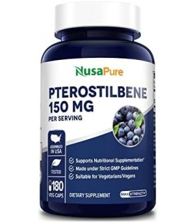 Pterostilbene 150mg 180 Cápsulas Vegetais (Sem OGM e Sem Glúten)