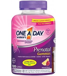 gomas multivitamínicas pré-natais femininas One A Day, incluindo vitamina A, vitamina C, vitamina D, B6, B12, ácido fólico e mai