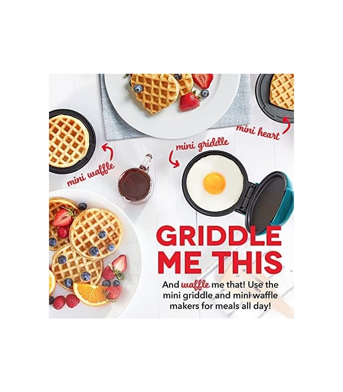 Conjunto de 3 pacotes de Mini Maker DASH, Mini Waffle Maker + Mini Waffle Maker em forma de coração + Mini Maker Griddle