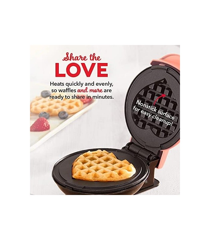 Conjunto de 3 pacotes de Mini Maker DASH, Mini Waffle Maker + Mini Waffle Maker em forma de coração + Mini Maker Griddle
