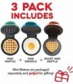 Conjunto de 3 pacotes de Mini Maker DASH, Mini Waffle Maker + Mini Waffle Maker em forma de coração + Mini Maker Griddle