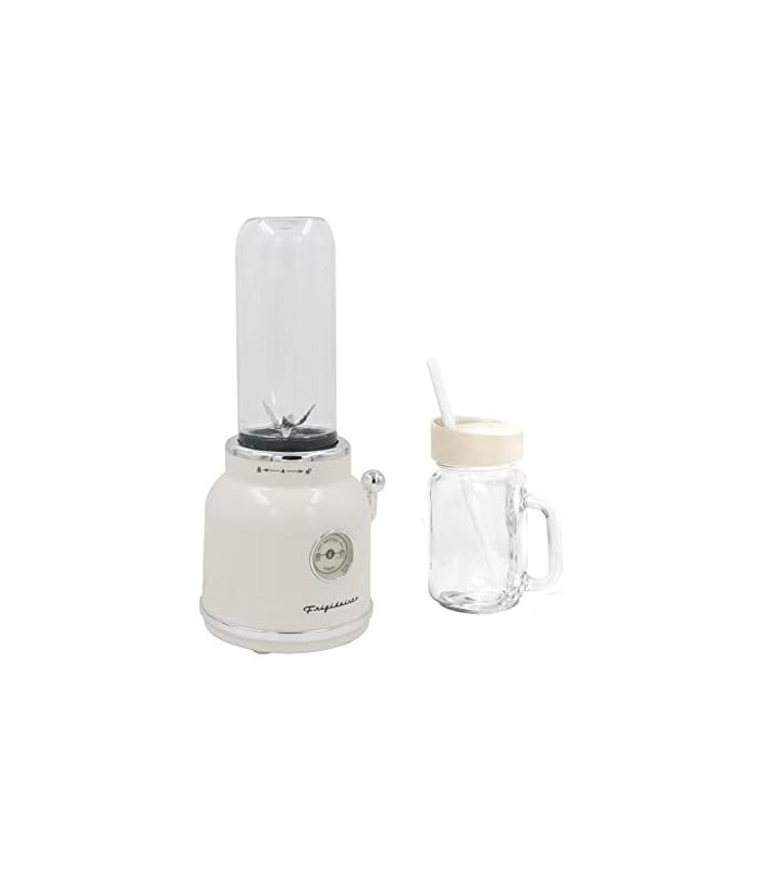 ESMM100-CREAM Retro Smoothie Maker Blender com Mason Jar, Perfeito para Shakes e Smoothies, 300 Watts, Creme