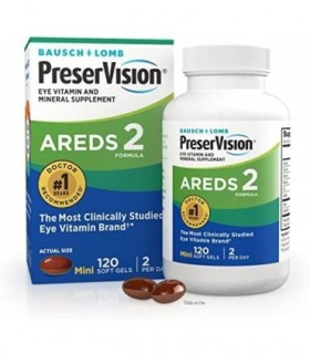 PreserVision AREDS 2 Suplemento de vitaminas e minerais para os olhos, contém luteína, vitamina C, zeaxantina, zinco e vitamina